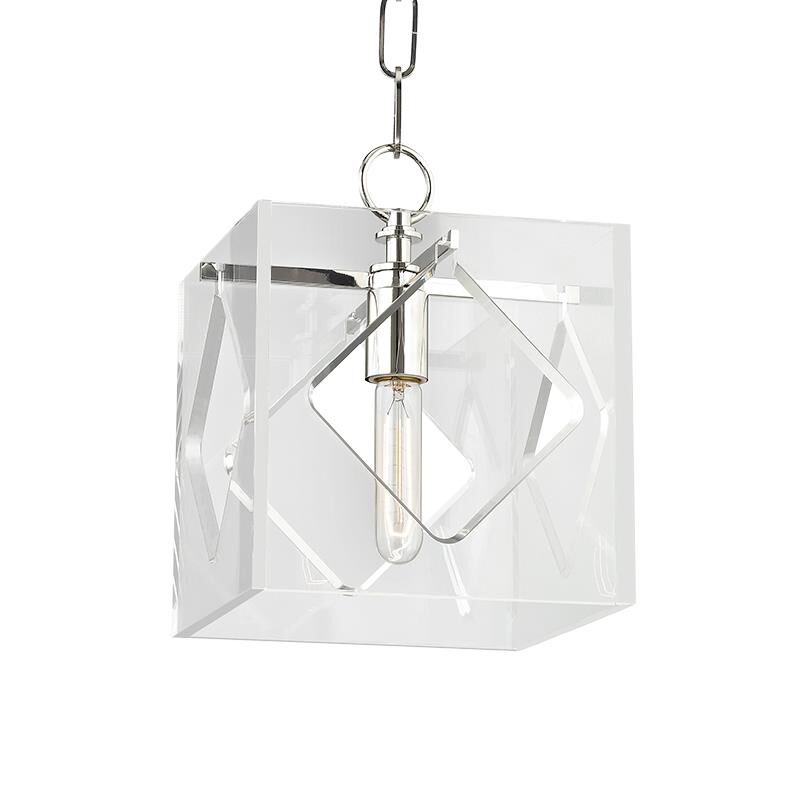 Shown in Polished Nickel finish and Clear Acrylic glass